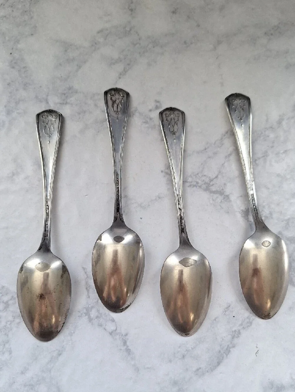1920 Silent Movie Stars Set of 4 Silver-Tone Decorative Teaspoons